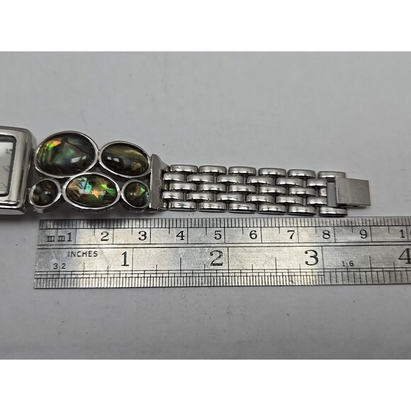 Women Abalone Bracelet Watch Silver Tone Quartz Japan Movement New Battery Dress - Picture 8 of 10